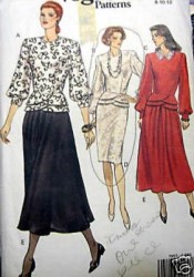 7857 VOGUE PEPLUM TOP, TAPER - FLARE SKIRT LENGTHS PATTERN 8-12